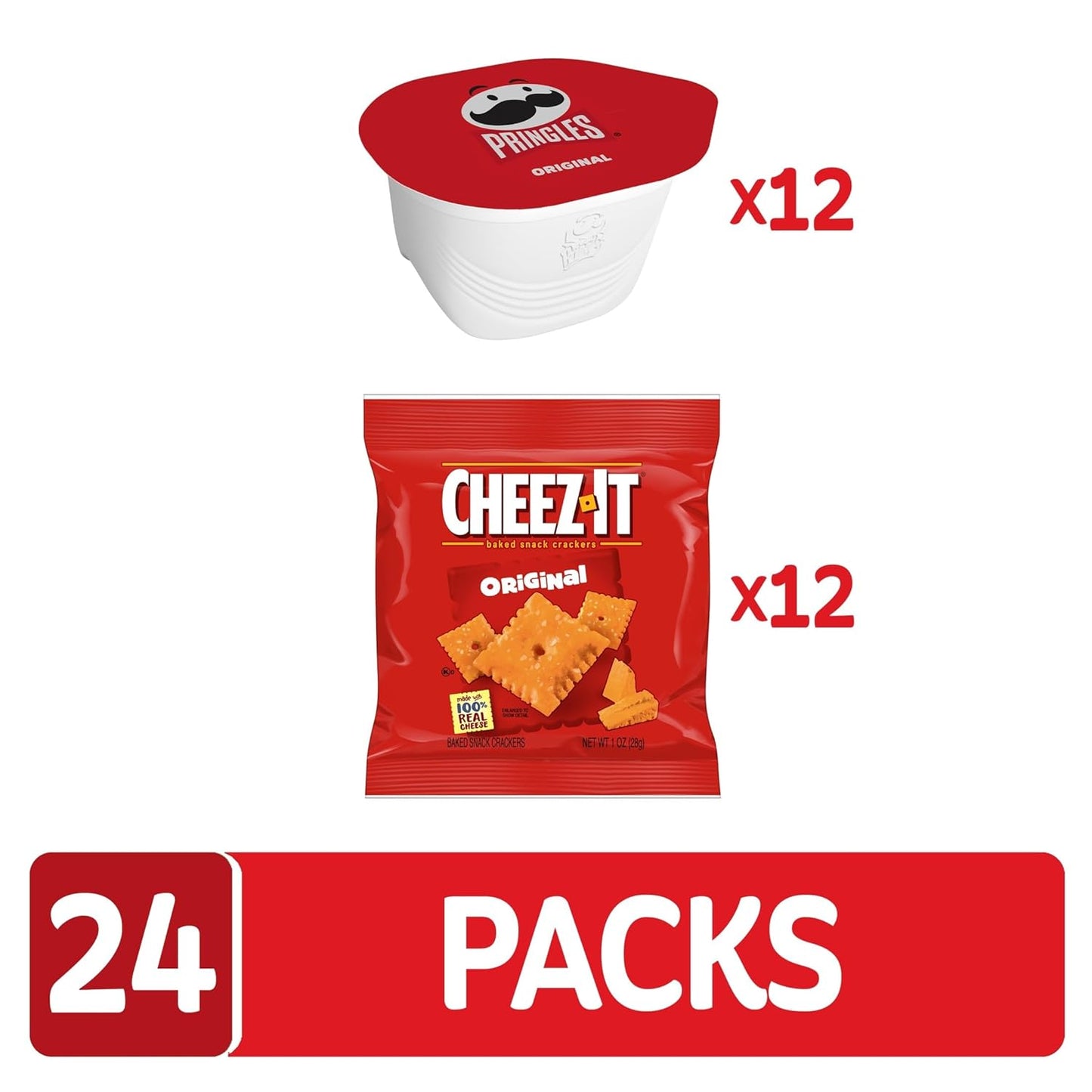 Cheez-It Variety Pack, Lunch Snacks, Kids Snacks, Original Flavors (24 Packs)