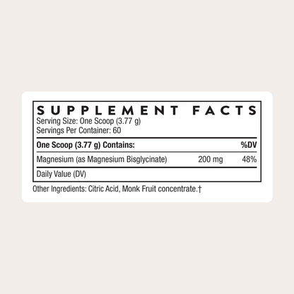 THORNE Magnesium Bisglycinate, Powdered Magnesium Formula, 60 Servings