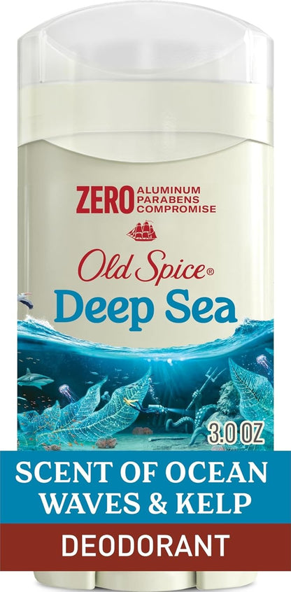 Old Spice Aluminum Free Deodorant for Men, 24/7 Lasting Freshness & Long Lasting Scent, 24/7 Sweat & Odor Protection, Deep Sea with Ocean Waves & Kelp Scent, 3.0 oz (Pack of 1)