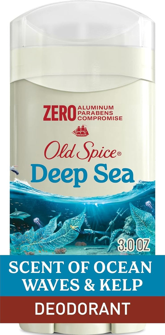 Old Spice Aluminum Free Deodorant for Men, 24/7 Lasting Freshness & Long Lasting Scent, 24/7 Sweat & Odor Protection, Deep Sea with Ocean Waves & Kelp Scent, 3.0 oz (Pack of 1)