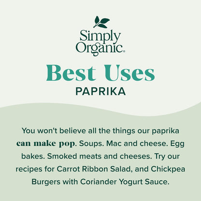 Simply Organic, Paprika Ground Certified Organic, 2.96 Ounce Container