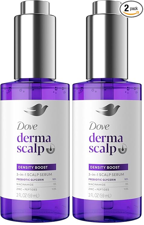 Dove Derma Scalp Density Boost 3-in-1 Scalp Serum With Prebiotic Glycerin,Zinc + Peptides,and Niacinamide For Breakage And Hair Thinning 2 oz,(Pack of 2)
