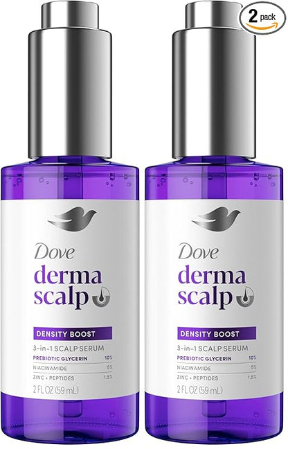 Dove Derma Scalp Density Boost 3-in-1 Scalp Serum With Prebiotic Glycerin,Zinc + Peptides,and Niacinamide For Breakage And Hair Thinning 2 oz,(Pack of 2)