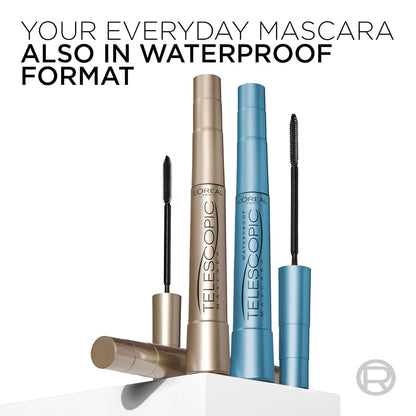 L’Oreal Paris Makeup Original Telescopic Mascara, Separating Mascara Volume and Length Formula, Washable, Blackest Black, 0.27 Fl Oz., 2 Count