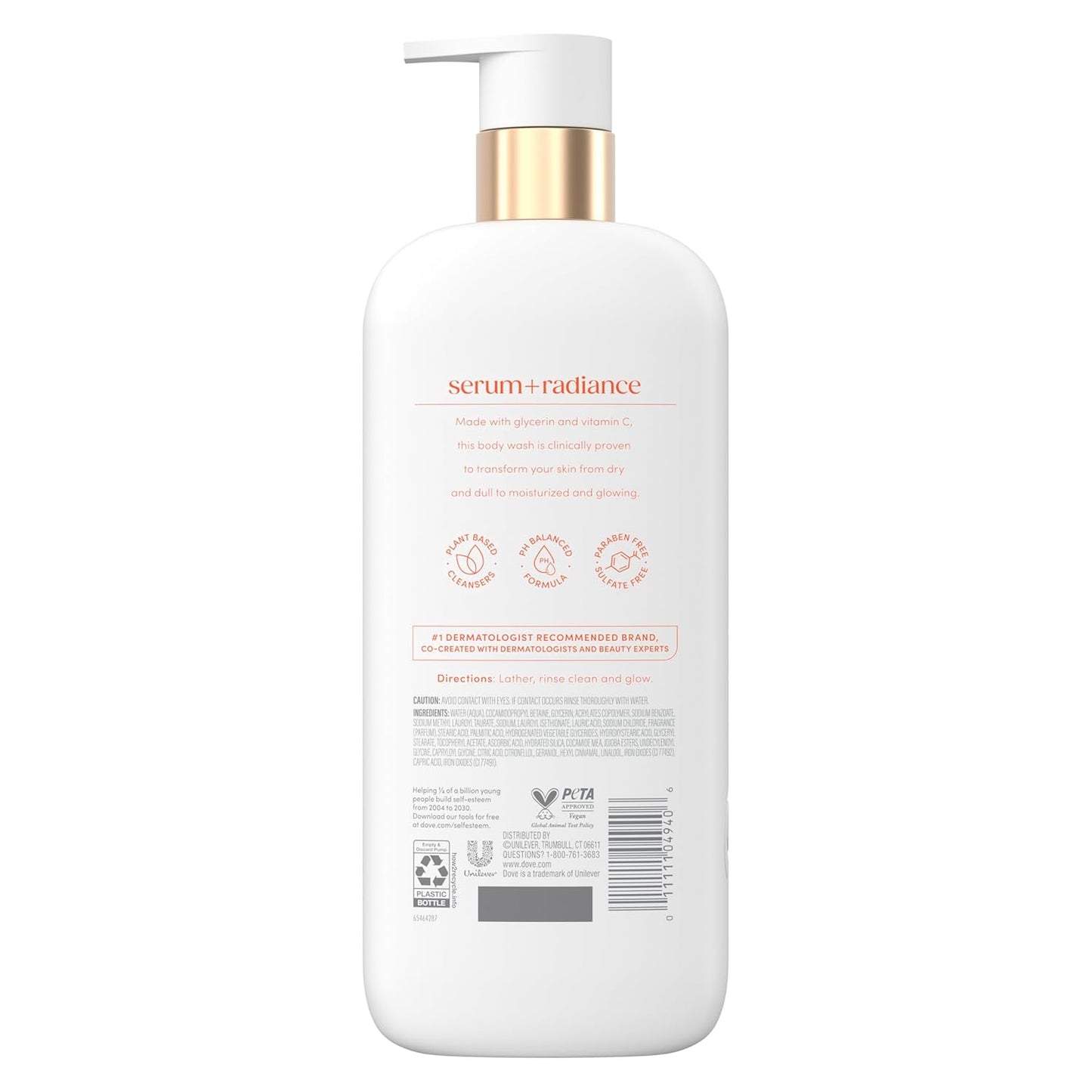 Dove Exfoliating Body Wash Glow Recharge Energizes & illuminates skin 3% brightening serum with vitamin C 18.5 oz
