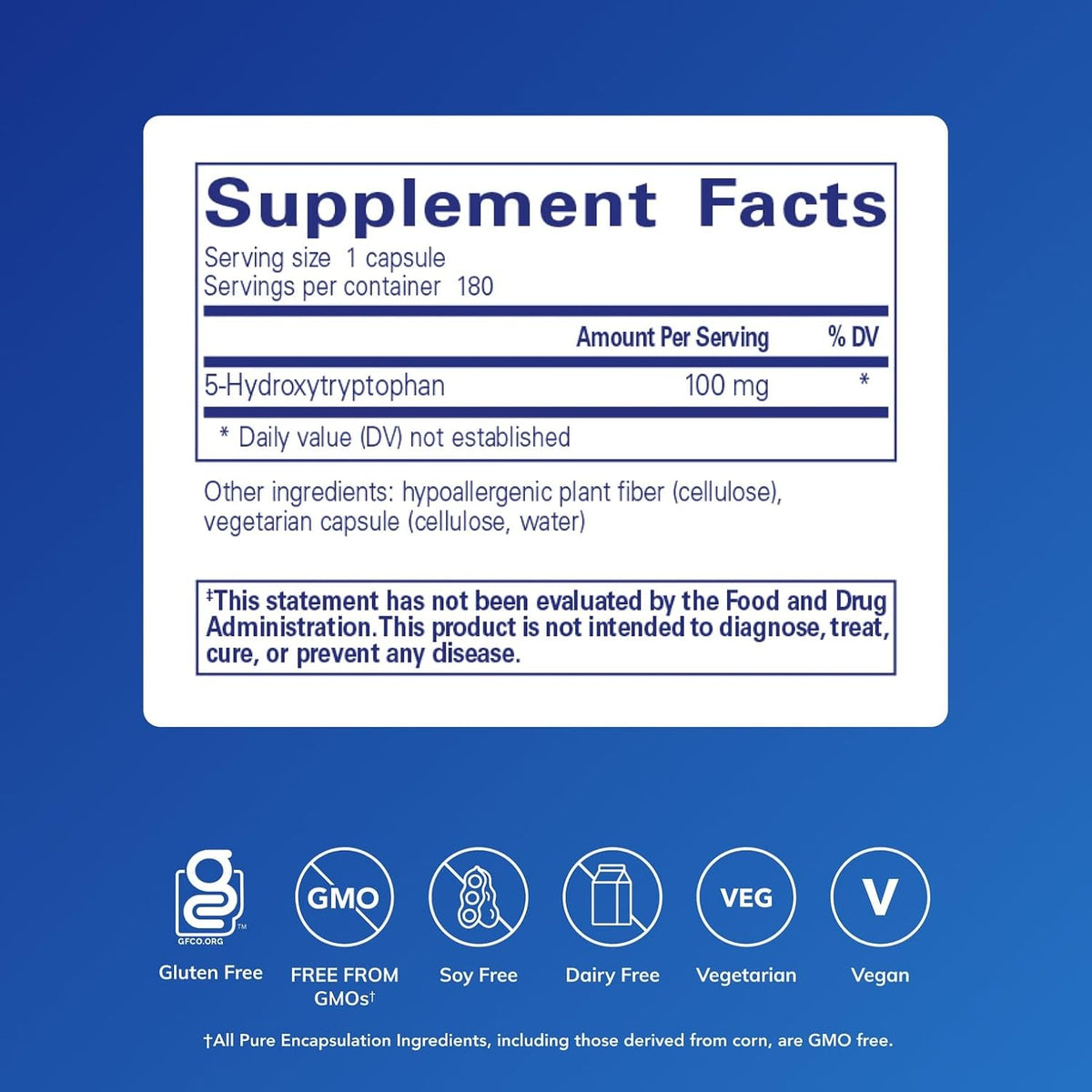 Pure Encapsulations 5-HTP 100 mg, 180 Capsules