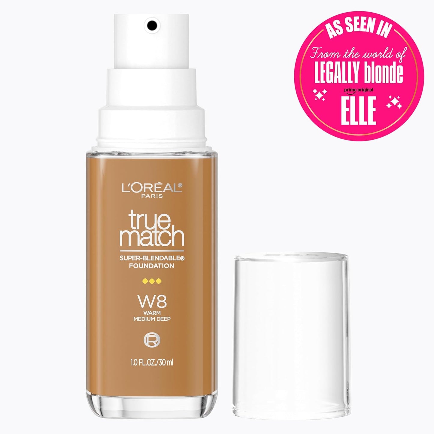L'Oreal Paris True Match Super-Blendable Foundation, Medium Coverage Liquid Foundation Makeup, W8, Medium Deep, 1 Fl Oz