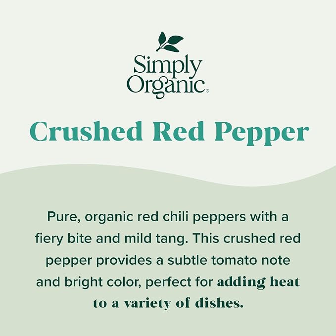 Simply Organic Red Pepper Crushed, Certified Organic, Kosher, Bottled Spices | 1.59 Ounce (Pack of 2)