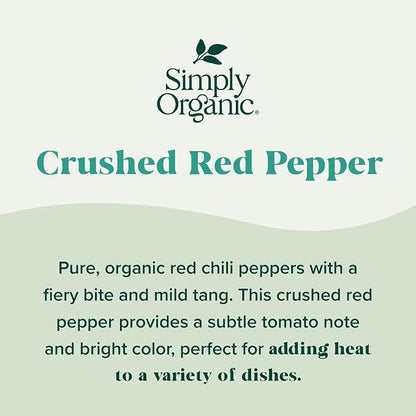 Simply Organic Red Pepper Crushed, Certified Organic, Kosher, Bottled Spices | 1.59 Ounce (Pack of 2)