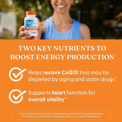 Doctor's Best High Absorption CoQ10 with PQQ Supplement, 60 Veg Capsules