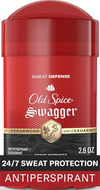 Old Spice Sweat Defense Antiperspirant & Deodorant for Men, 24/7 Ultimate Sweat Protection, Long Lasting Scent, Soft Solid, Swagger with Cedarwood Scent, 2.6 oz