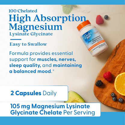 Doctor's Best High Absorption Magnesium Glycinate Lysinate, 120 Veg Caps