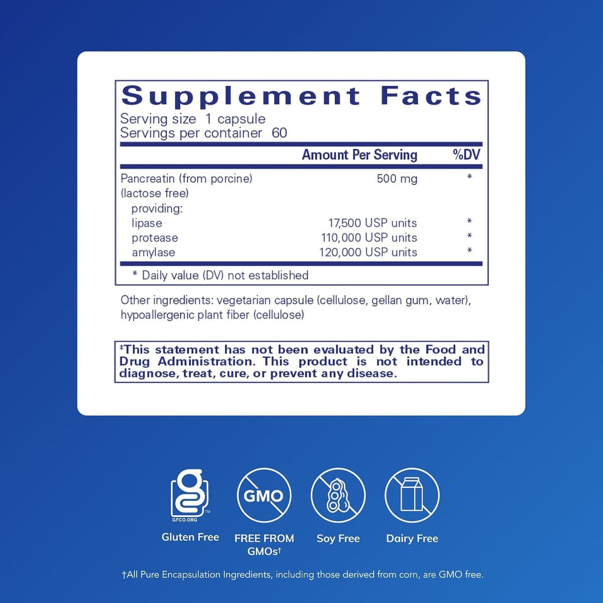 Pure Encapsulations Pancreatic Enzyme Formula, 60 Capsules