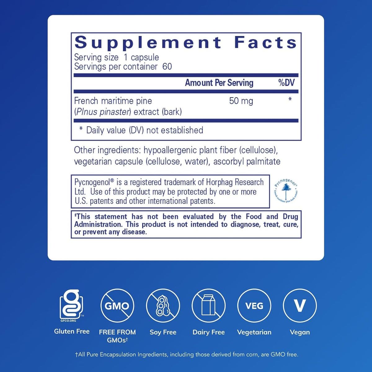Pure Encapsulations Pycnogenol (Pine Bark Extract), 60 Capsules
