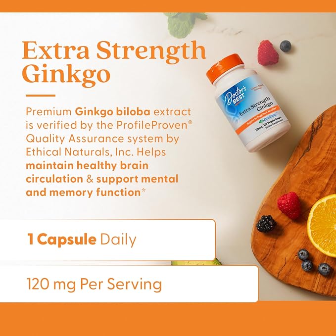 Doctor's Best Extra Strength Ginkgo Biloba Capsules 120 mg, 120 Veg Caps