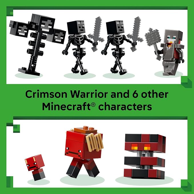 LEGO Minecraft Wither Battle Building & Pretend Play Toy for Boys & Girls - Video Game Playset & Toy Figures for Kids, Ages 8+ - W/Crimson Warrior Minifigure & More - Gift Idea for Birthdays - 21590