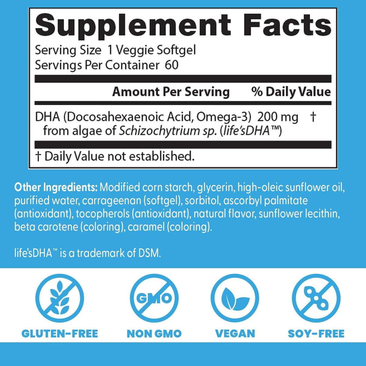 Doctors Best Vegan DHA from Algae, Non-GMO, 60 Veggie Softgels