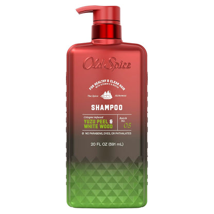 Old Spice Mens Shampoo, The Spice Alchemist Collection, Cologne-Infused Yuzu Peel & White Wood Scent, Free of Parabens & Phthalates, 20 fl oz