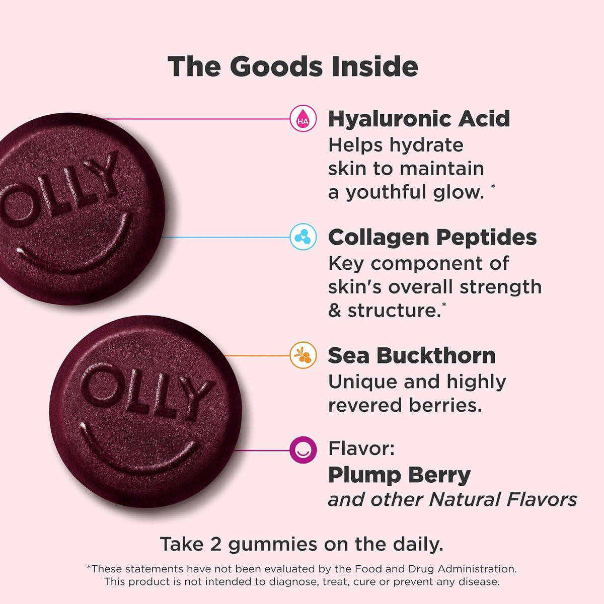 OLLY Glowing Skin, Hydrated & Youthful Skin*, Hyaluronic Acid - 50 Count