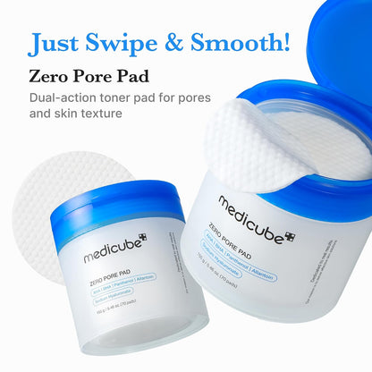 medicube Daily Zero Pore Reset Duo: Zero Pore 10 Peptide Serum and Zero Pore Pads 2.0 | Korean Skincare, Skincare Routine, Skincare Set