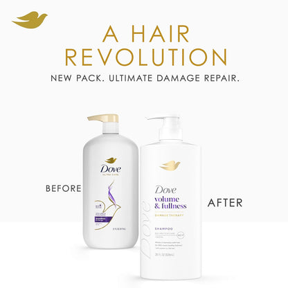 Dove Shampoo Volume & Fullness for Fine, Thin Hair with Bio-Protein Care Technology and Biotin 28 Fl Oz (Pack of 4)