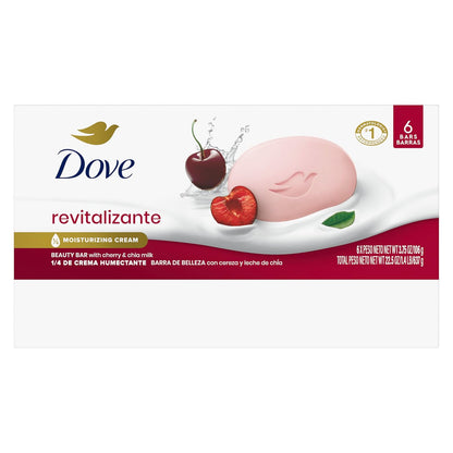 Dove Beauty Bar Soap Revitalizante Cherry & Chia Milk,for Revitalized Skin,A Skin Energy Boost 3.75 oz,(Pack of 12)