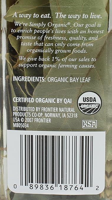 Simply Organic Bay Leaf, Certified Organic | 0.14 oz (Pack of 2)