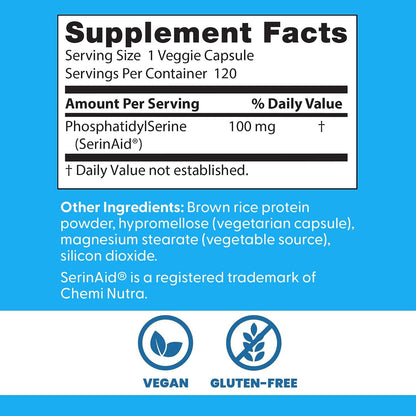 Doctor's BEST Phosphatidylserine Supplement 100 mg, Vegan, 120 Veg Caps
