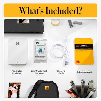 KODAK Step Slim Instant Smartphone Photo Printer - Portable Sleek Color Wireless Mobile Printer - Zink 2x3” Sticky-Back Photos - Print from iOS & Android Devices with Bluetooth w/the Fun App - White