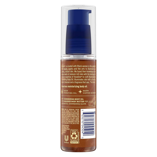 Vaseline Illuminate Me Shimmering Body Oil 3, Travel-Friendly 2-Pack – Glow Up Essentials for Melanin-Rich Skin, 3.3 Oz Ea