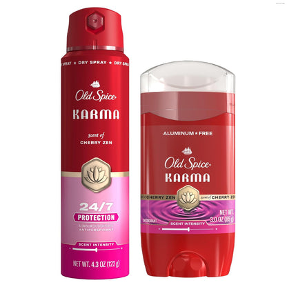 Old Spice Red Collection Antiperspirant Spray + Aluminum Free Deodorant Bundle for Men, Karma with Cherry Spice, Black Pepper, & Sandalwood Scent, 24/7 Sweat & Odor Protection (Pack of 2)