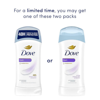 Dove Invisible Solid Antiperspirant Deodorant Stick Fresh for Women, For 48H Underarm Sweat & Odor Protection 2.6 oz