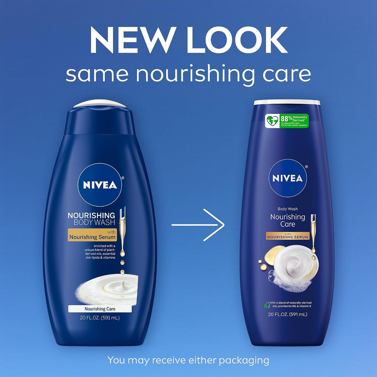 NIVEA Nourishing Care Body Wash, Nourishing Serum, 20 FL OZ