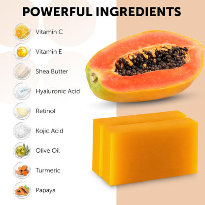 VALITIC Papaya and Turmeric Kojic Acid Soap Bar for Dark Spots, 2 Pack