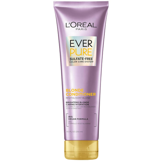 L'Oreal Paris Blonde Sulfate Free Conditioner for Color-Treated Hair, Neutralizes Brass + Balances, EverPure, 8.5 Fl Oz (Packaging May Vary)