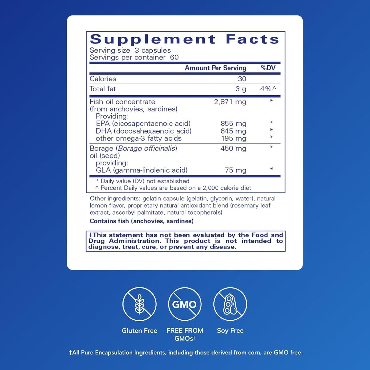 Pure Encapsulations VisionPro EPA/DHA/GLA, 180 Softgel Capsules