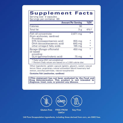 Pure Encapsulations VisionPro EPA/DHA/GLA, 180 Softgel Capsules
