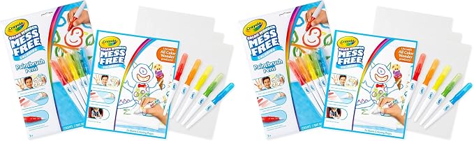 Crayola Color Wonder Paintbrush Pens & Paper, Mess Free Coloring for Toddlers, Painting Set, Toddler Arts & Crafts, Kids Gift, 6 Piece Set (Pack of 2)