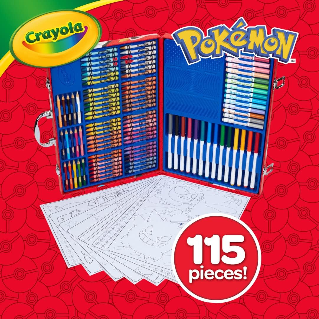 Crayola Pokémon Imagination Art Set (115pcs), Kids Art Kit, Coloring Supplies, Pokemon Toys, Pokemon Gift for Boys & Girls, Ages 5+