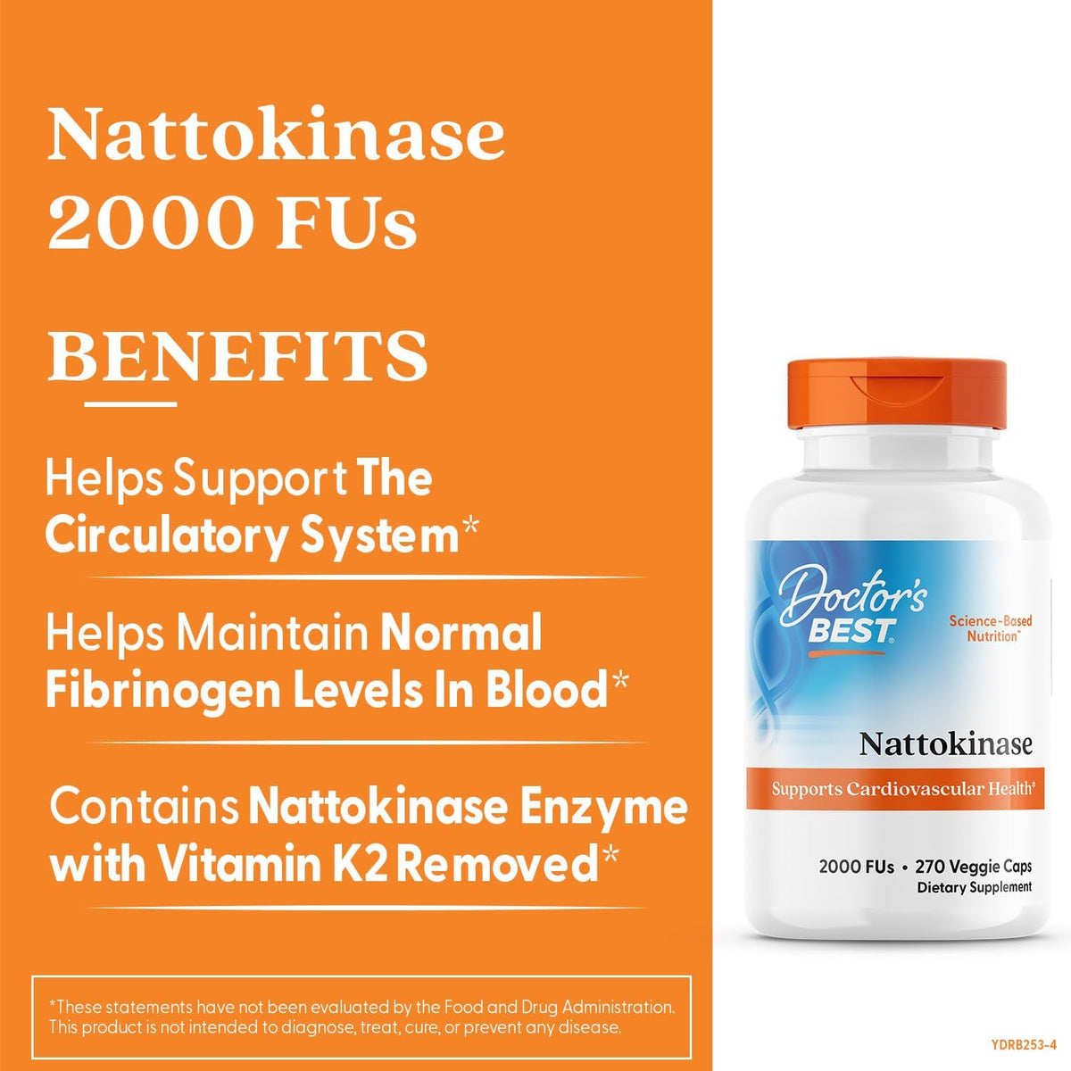 Doctor's Best Nattokinase 2000 FU Supplement, for Men & Women, 270 Veg Caps