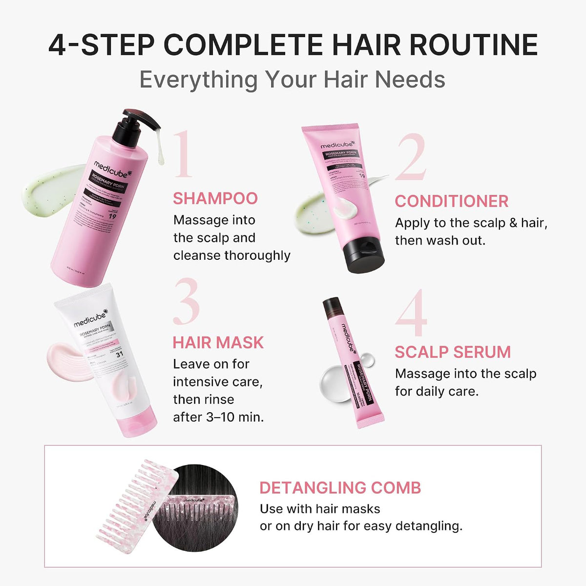 medicube Rosemary PDRN Glass Hair Set, Full-Size Gift Kit for a Fuller Look