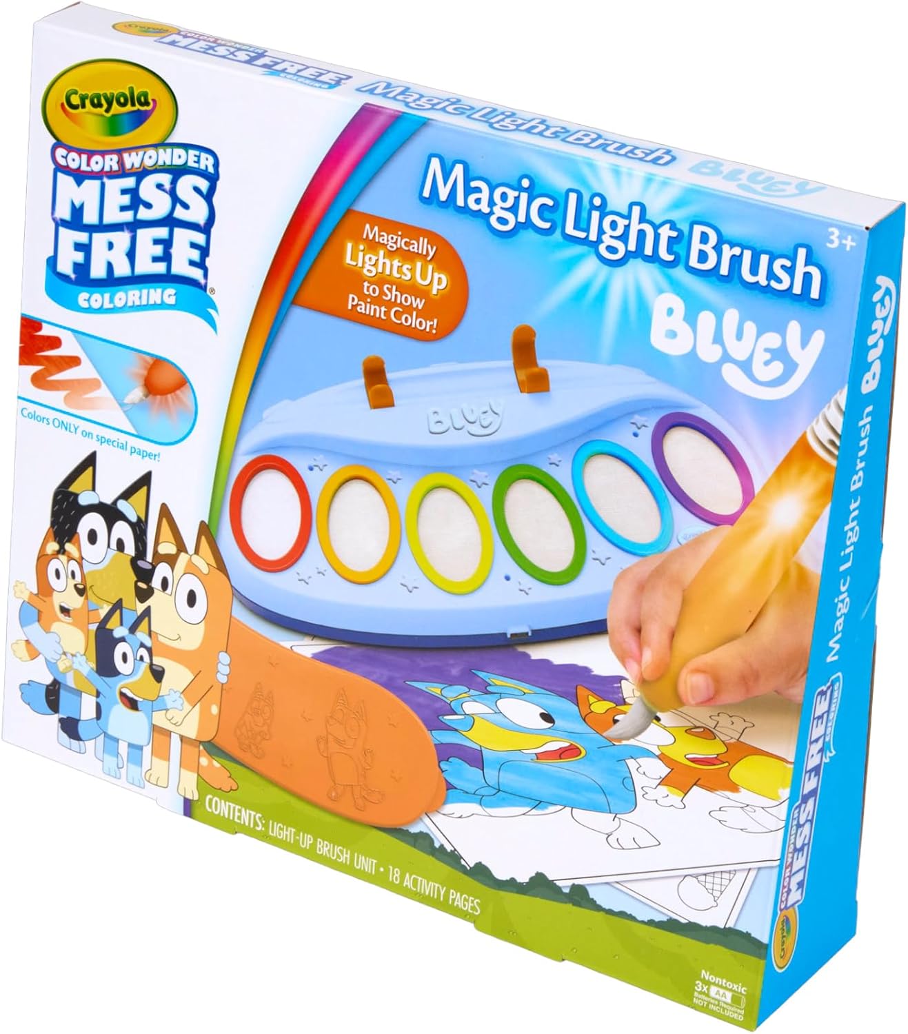 Crayola Bluey Color Wonder Magic Light Brush, Mess Free Painting Station for Kids, Gifts, Toddler Bluey Toys & Activities, Ages 3+