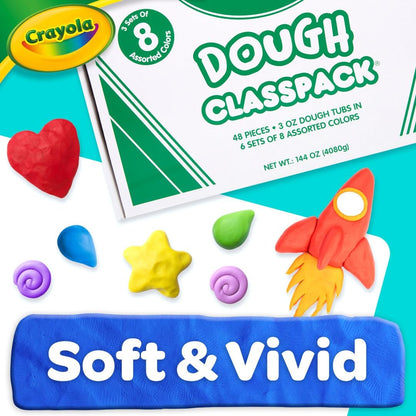 Crayola Dough Classpack - 8 Assorted Colors (48 Count), 3oz Kids Dough, Classroom Supplies, Teacher Must Haves, Nontoxic, Ages 3+ | Classroom Supplies, Teacher Must Haves, Nontoxic, Ages 3+