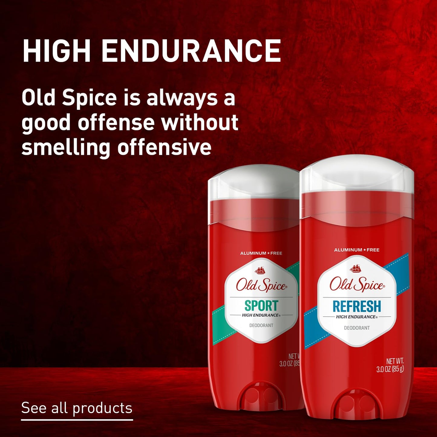 Old Spice Aluminum Free Deodorant For Men, High Endurance, 24/7 Sweat Defense & Odor Protection to Eliminate Odors, 24/7 Freshness & Lasting Scent, Sport Scent, 3.0 oz (Pack of 3)