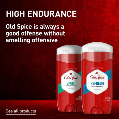 Old Spice Aluminum Free Deodorant For Men, High Endurance, 24/7 Sweat Defense & Odor Protection to Eliminate Odors, 24/7 Freshness & Lasting Scent, Sport Scent, 3.0 oz (Pack of 3)
