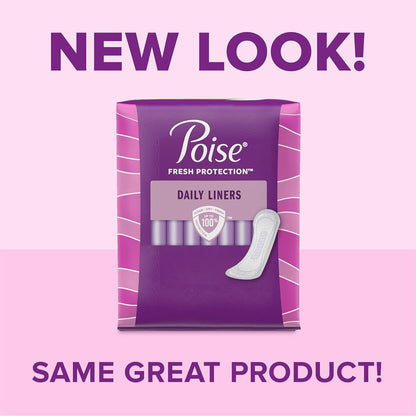 Poise Panty Liners, Very Light Absorbency, 48 Count, Pack of 2 | 2 Drop | Regular Size | For Incontinence