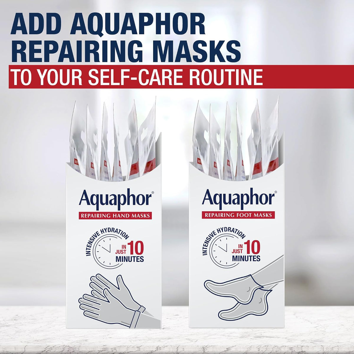 Aquaphor Advanced Therapy Repairing Hand Masks, 6 Masks x 0.7 FL OZ