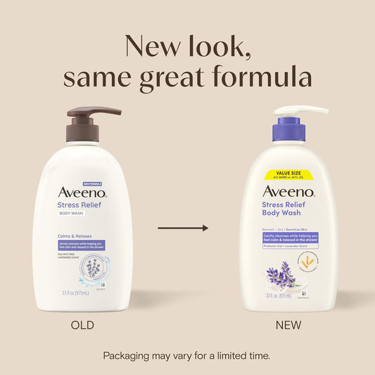 Aveeno Stress Relief Body Wash, Lavender Scent, 33 fl. oz
