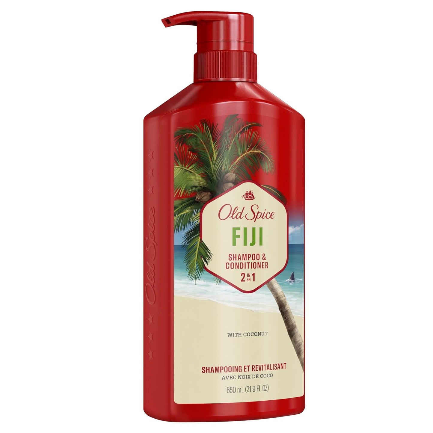 Old Spice Mens 2-in-1 Shampoo and Conditioner Set, Fiji, Coconut & Tropical Wood Scent, For All Hair Types, Healthier, Fuller, Moisturized Looking Hair, 21.9 fl oz Each, Twin Pack (Pack of 4)