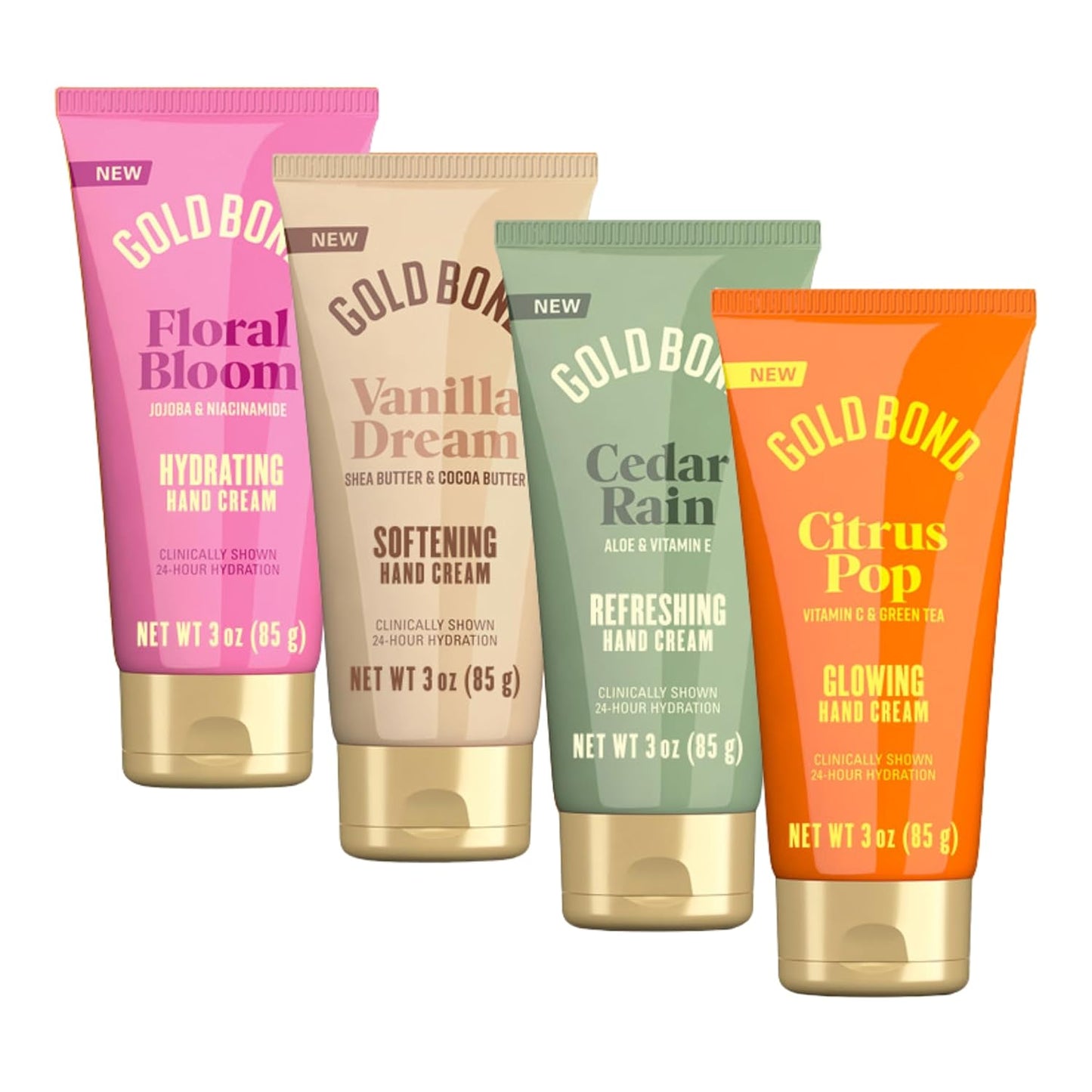 Gold Bond Scented Hand Cream Set, Everyday Hand Cream to Hydrate the Skin, Assorted Scents, 3 oz, 4 pk